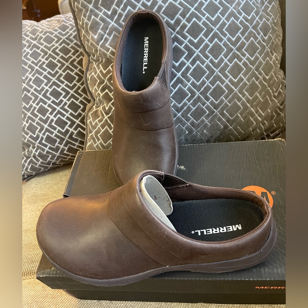 New Merrell leather dassie stitch slide mules sz 7 $89